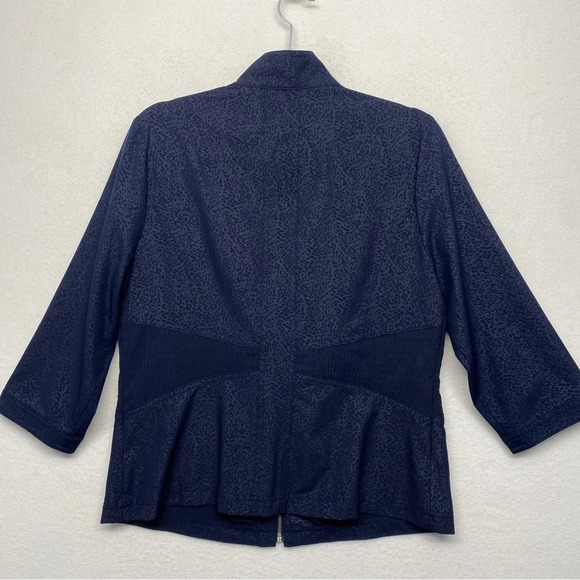 Zenergy Chico's Jacket Navy Blue 1 / Small Leopard 3/4 Sleeve - Picture 2 of 6